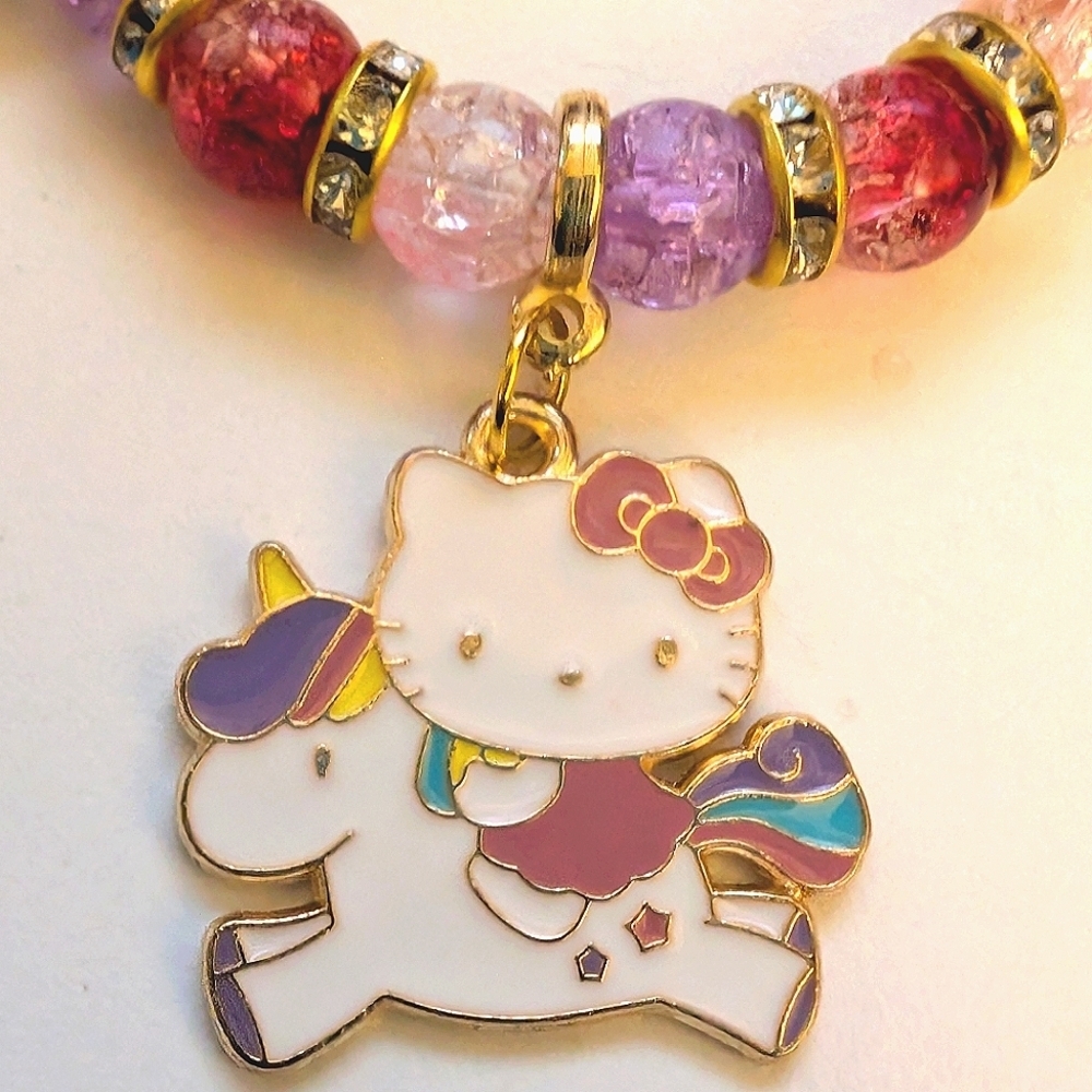 Handmade Glass Kawaii Hello Kitty Beaded Charm Bracelet - Picture 7 of 7
